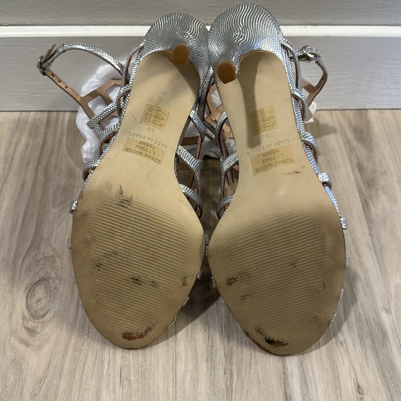 Silver open toed stiletto heels - Picture 7 of 7